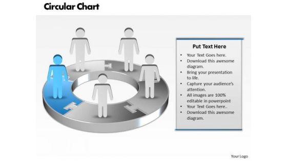 Ppt Blue Men Standing On Business Pie Organization Chart PowerPoint Template Templates