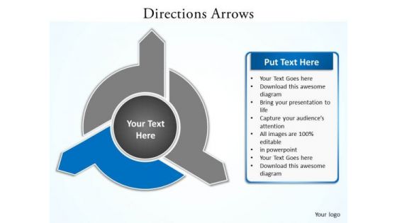 Ppt Blue PowerPoint Template Text Direction 2010 Arrow Smartart Templates