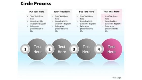 Ppt Circle Process Using Text Align Boxes PowerPoint 2010 4 Stages Templates