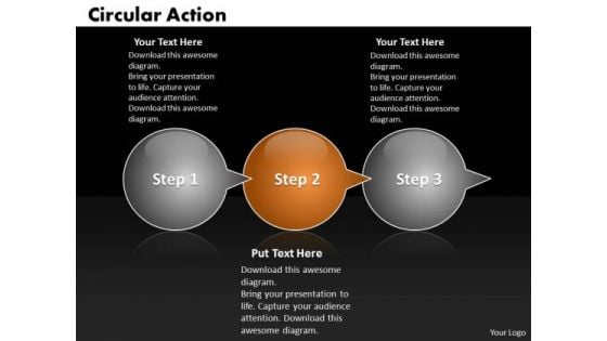 Ppt Circular Action Bubbles Horizontal 3 Practice The PowerPoint Macro Steps Templates