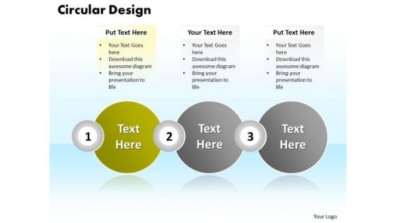 Ppt Circular Design Of Three Text Link Boxes PowerPoint 2007 Templates