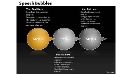 Ppt Circular Process Bubbles Horizontal 3 Practice The PowerPoint Macro Steps Templates