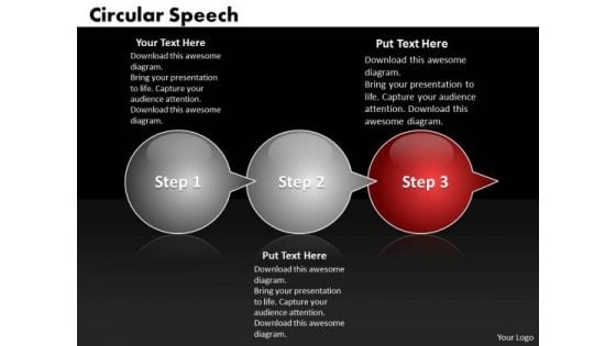 Ppt Circular Speech Bubbles Horizontal 3 PowerPoint Slide Numbers Templates