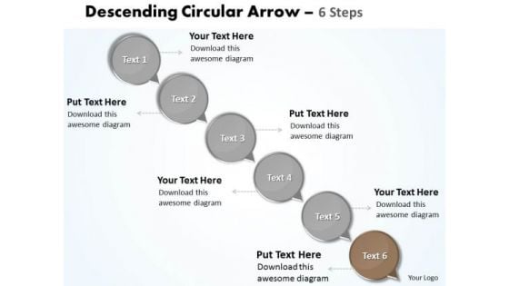 Ppt Circular Text PowerPoint 2010 Circles Descending Arrow 6 Steps Business Templates