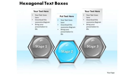 Ppt Colorful Hexagonal Text Boxes PowerPoint Template 3 Steps Templates