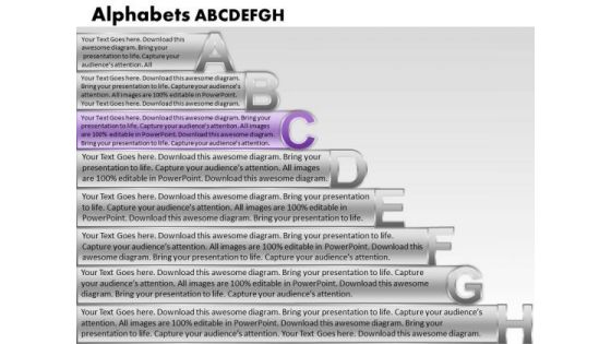 Ppt Colorful PowerPoint Presentations Textboxes With Alphabets Abcdefgh Growth Templates