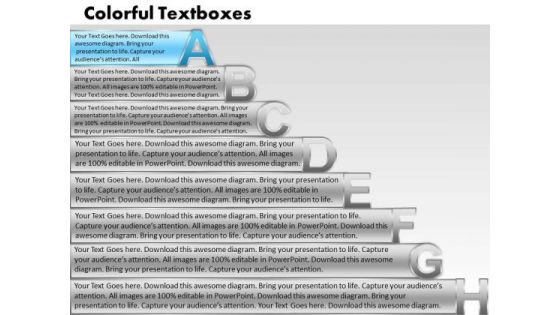 Ppt Colorful PowerPoint Presentations Textboxes With Alphabets Abcdefgh Process Templates