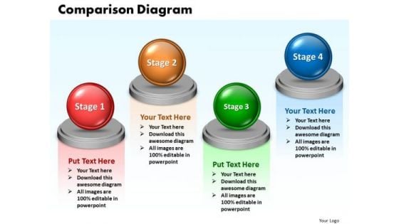 Ppt Comparison Network Diagram PowerPoint Template 4 Phase Templates