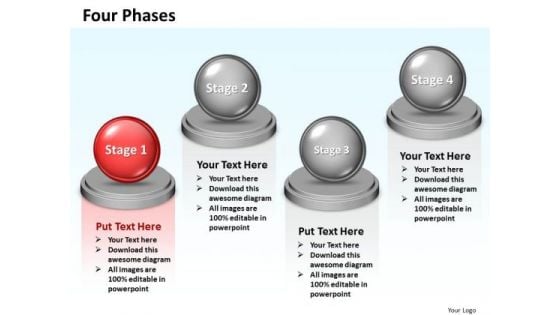 Ppt Comparison Swim Lane Diagram PowerPoint Template Of 4 Phases Templates