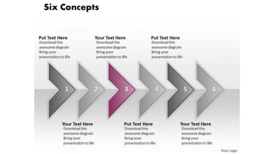 Ppt Consecutive Effect Of 6 Concepts Through Arrows PowerPoint Templates