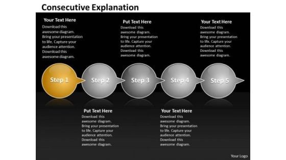 Ppt Consecutive Explanation Of 5 Steps Through Arrows PowerPoint 2010 Templates