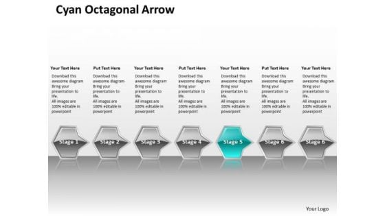 Ppt Consecutive Flow Process Charts Of Cyan Octagonal Arrow 7 Stages PowerPoint Templates