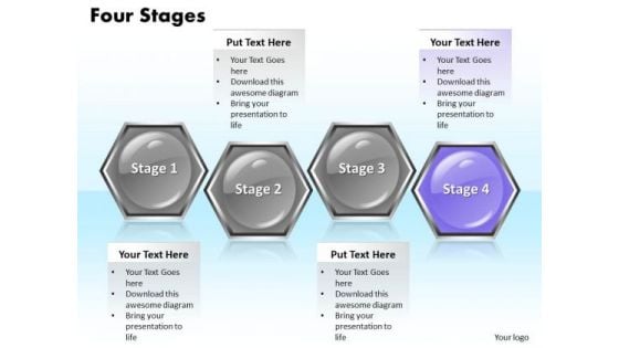 Ppt Consecutive Hexagonal Text Boxes PowerPoint Background 4 State Diagram Templates