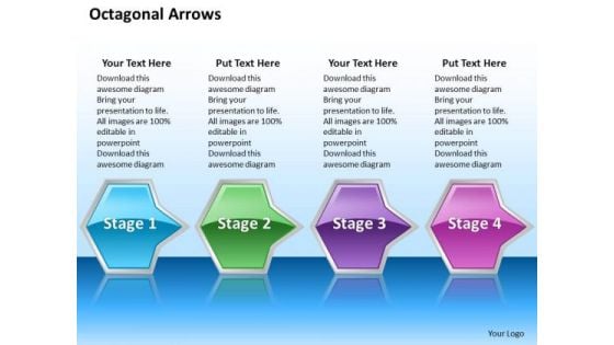 Ppt Consecutive Illustration Of Octagonal Shapes Arrows PowerPoint 4 Stages Templates