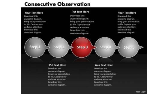 Ppt Consecutive Observation Of 5 Steps Through Shapes Arrows PowerPoint Templates