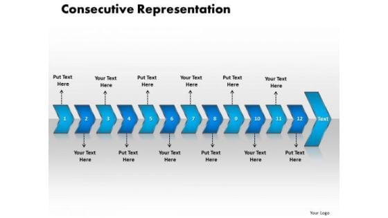 Ppt Consecutive Representation Of 12 PowerPoint Graphics Arrows Templates