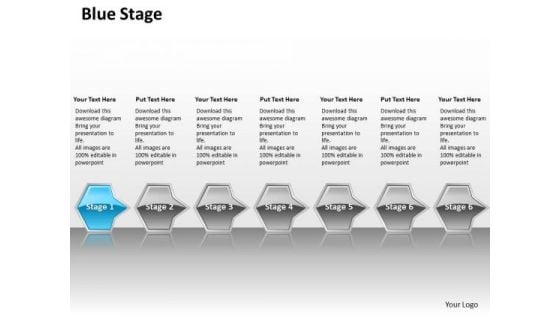 Ppt Consecutive Representation Of Blue Octagonal Arrow 7 State Diagram PowerPoint Templates