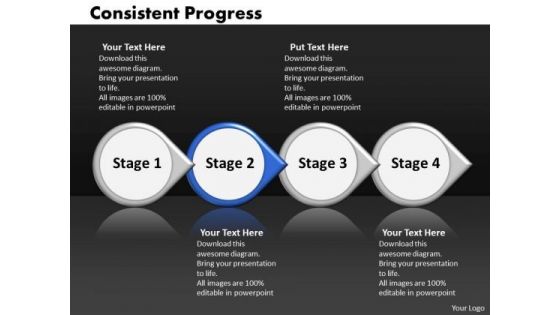 Ppt Consistent Progress Of Four Stages Involved Procedure PowerPoint Templates