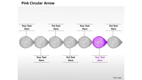 Ppt Consistent Purple Circular Arrow In Horizontal Line 7 Stages PowerPoint Templates