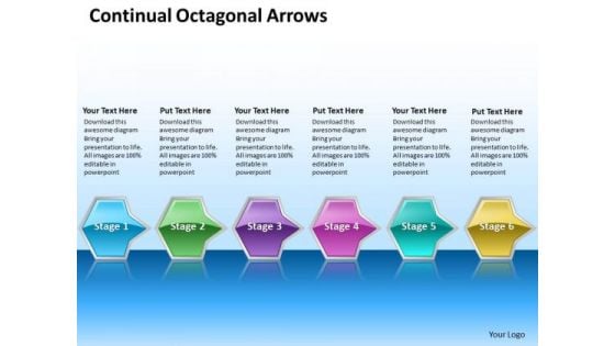 Ppt Continual Series Of Octagonal Arrows Layouts PowerPoint Free 6 Stages Templates