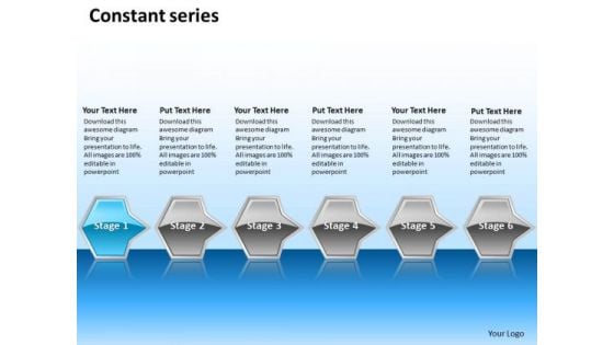 Ppt Continual Series Of Octagonal PowerPoint Graphics Arrows 6 Stages Blue Templates