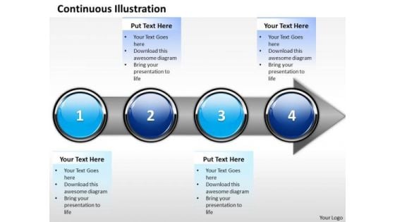 Ppt Continuous Illustration Of Marketing Process Using 4 Phase Diagram PowerPoint Templates