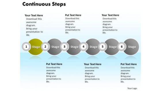 Ppt Continuous Illustration Of Marketing Process Using 6 Phase Diagram PowerPoint Templates