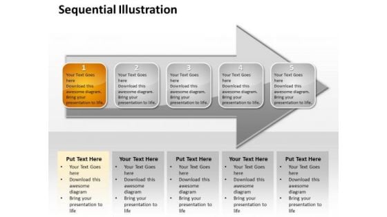 Ppt Continuous Illustration Of Orange Approach Arrow PowerPoint Templates