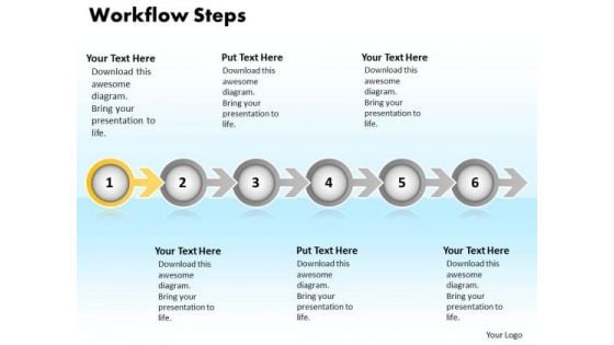 Ppt Continuous Way To Show Six Steps Workflow PowerPoint Templates