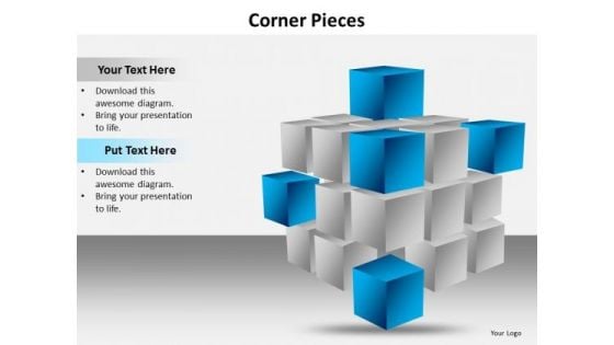 Ppt Corner Pieces Of Cube Signify Important Concets PowerPoint Templates