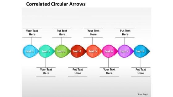 Ppt Correlated Circular Arrows PowerPoint Templates Horizontal Line 8 Stages