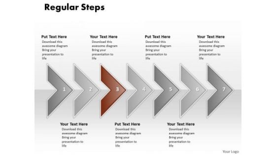 Ppt Correlated Curved Arrows PowerPoint 2010 Regular Line 7 Stages Templates