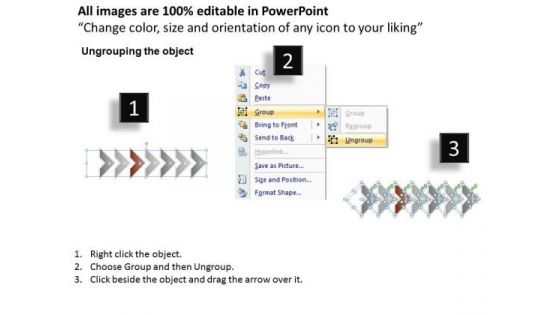 Ppt Correlated Curved Arrows PowerPoint 2010 Regular Line 7 Stages Templates