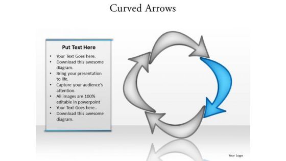 Ppt Curved Shapes Arrows PowerPoint Pointing Inwards Step 2 Templates