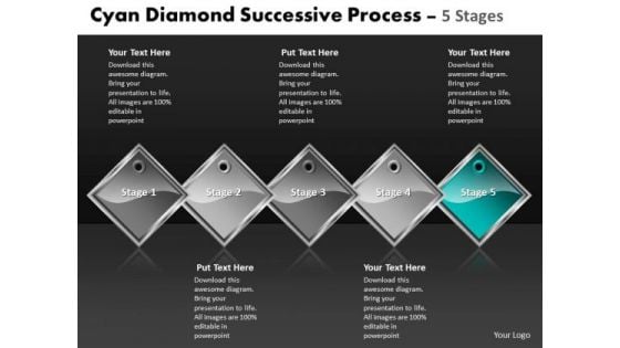 Ppt Cyan Diamond Successive Forging Process PowerPoint Slides 5 Stages Business Templates