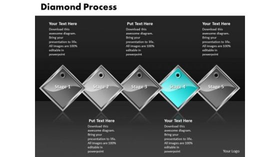 Ppt Cyan Diamond Successive Procedure 5 Power Point Stage PowerPoint Templates