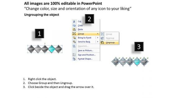 Ppt Cyan Diamond Successive Procedure 5 Power Point Stage PowerPoint Templates