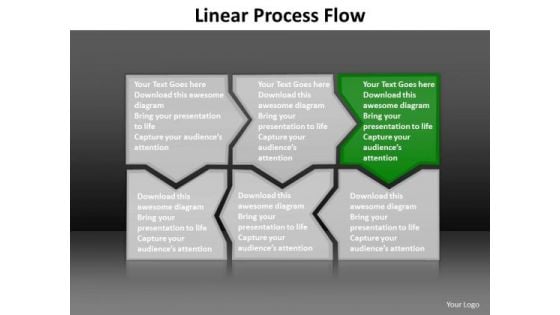 Ppt Dark Green Piece Connected In Linear Process Flow PowerPoint Theme Templates