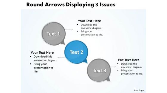 Ppt Descending Arrows PowerPoint 2010 Displaying 3 Issues Templates