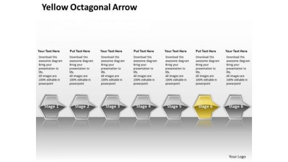 Ppt Direct Flow Of Yellow Octagonal Circular Arrows PowerPoint 2007 Stages Templates