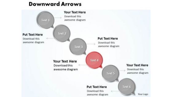 Ppt Downward Arrow Circles 6 Stages PowerPoint Templates