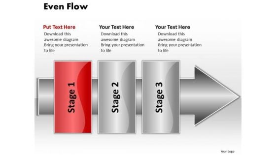 Ppt Even Flow 3 Stages1 PowerPoint Templates