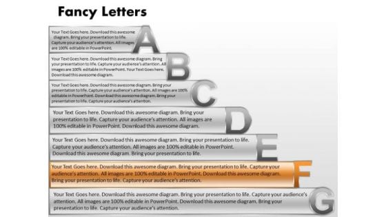 Ppt Fancy Letters Abcdefg With Textboxes Business Management PowerPoint Business Templates