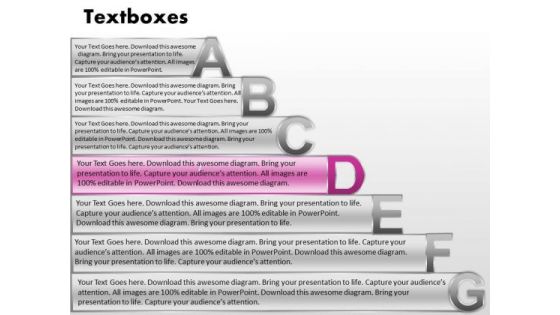 Ppt Fancy Letters Abcdefg With Textboxes Business Plan PowerPoint Process Templates