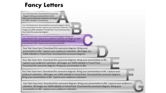 Ppt Fancy Letters Abcdefg With Textboxes Business Strategy PowerPoint Chart Templates