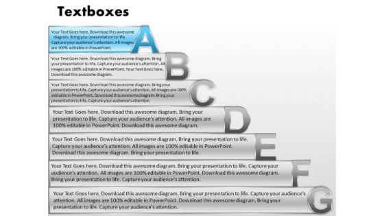 Ppt Fancy Letters Abcdefg With Textboxes Process PowerPoint Templates