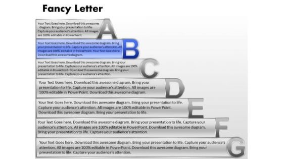 Ppt Fancy Letters Abcdefg With Textboxes Project Management PowerPoint Education Templates