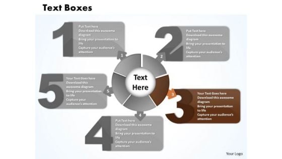 Ppt Five Text Boxes Live Connections With Circle PowerPoint Template Business Templates