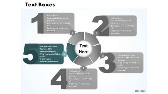 Ppt Five Text Boxes PowerPoint Template Lotus Connections With Circle Business Templates