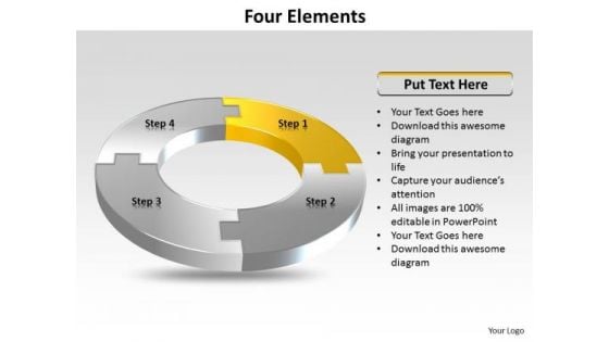 Ppt Four Colorful PowerPoint Background Puzzles Forming Circle Showing Yellow Templates